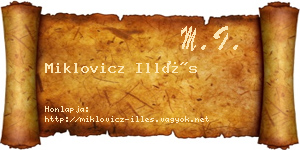 Miklovicz Illés névjegykártya